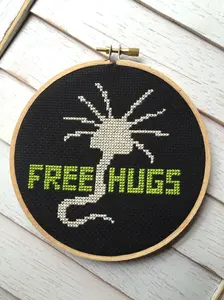 Free Hugs Alien Creature Counted Cross Stitch DIY KIT Intermediate