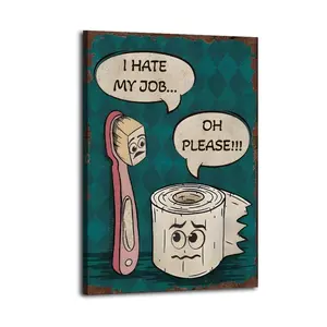 Toilet Paper vs Toothbrush Meme Canvas: Viral Funny Bathroom Decor for Gen Z Dorms & Millennial Powder Rooms poster