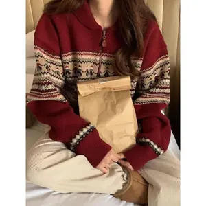 Women Christmas Sweater Pullover Holiday Soft Lightweight Warm Crewneck Chunky Sweaters