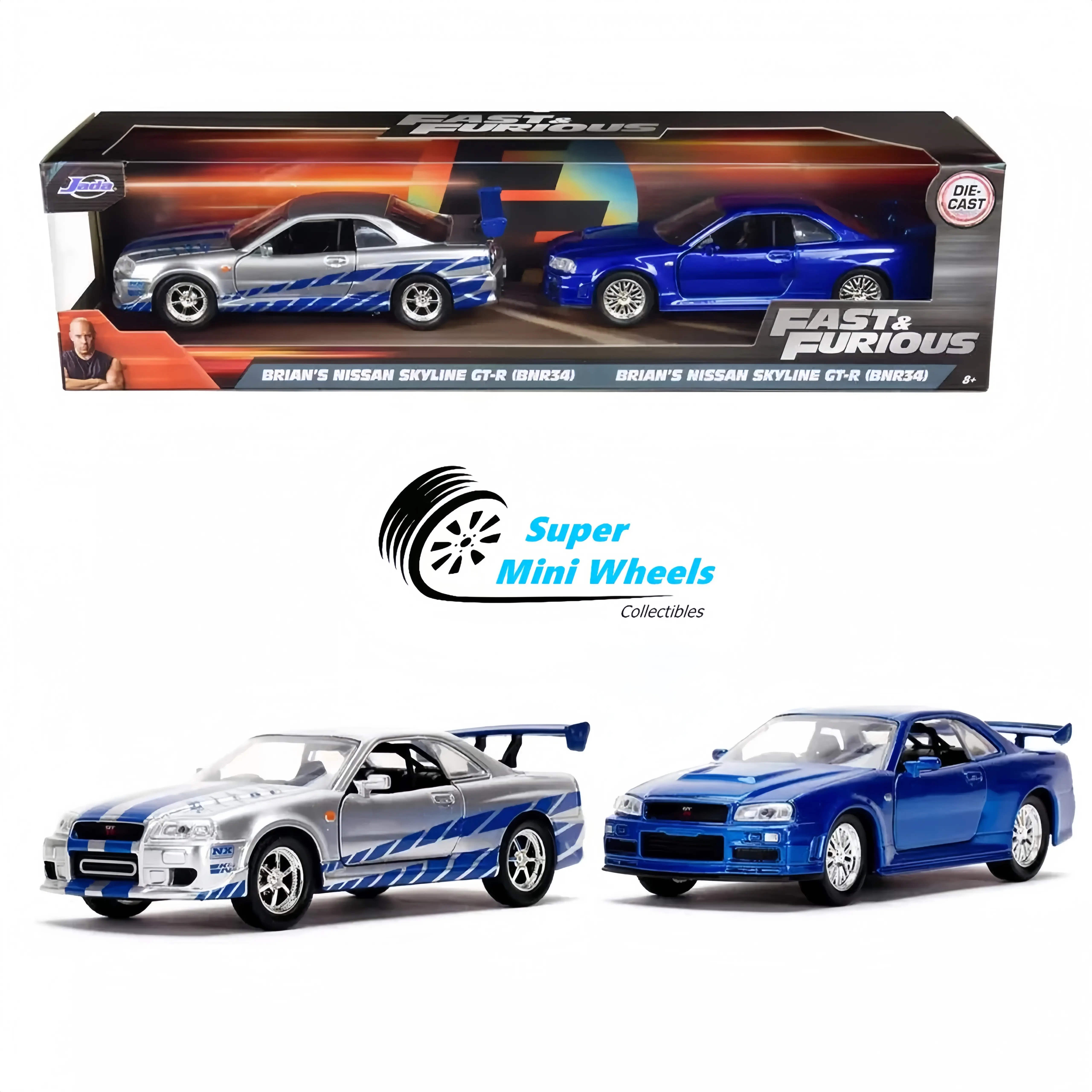 Jada 1:32 Fast & Furious Twin Pack - Brian’s Nissan Skyline GT-R (BNR34)