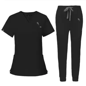 Black 2-Piece Nurse Scrub Set | Comfortable Medical Uniform for Healthcare Workers