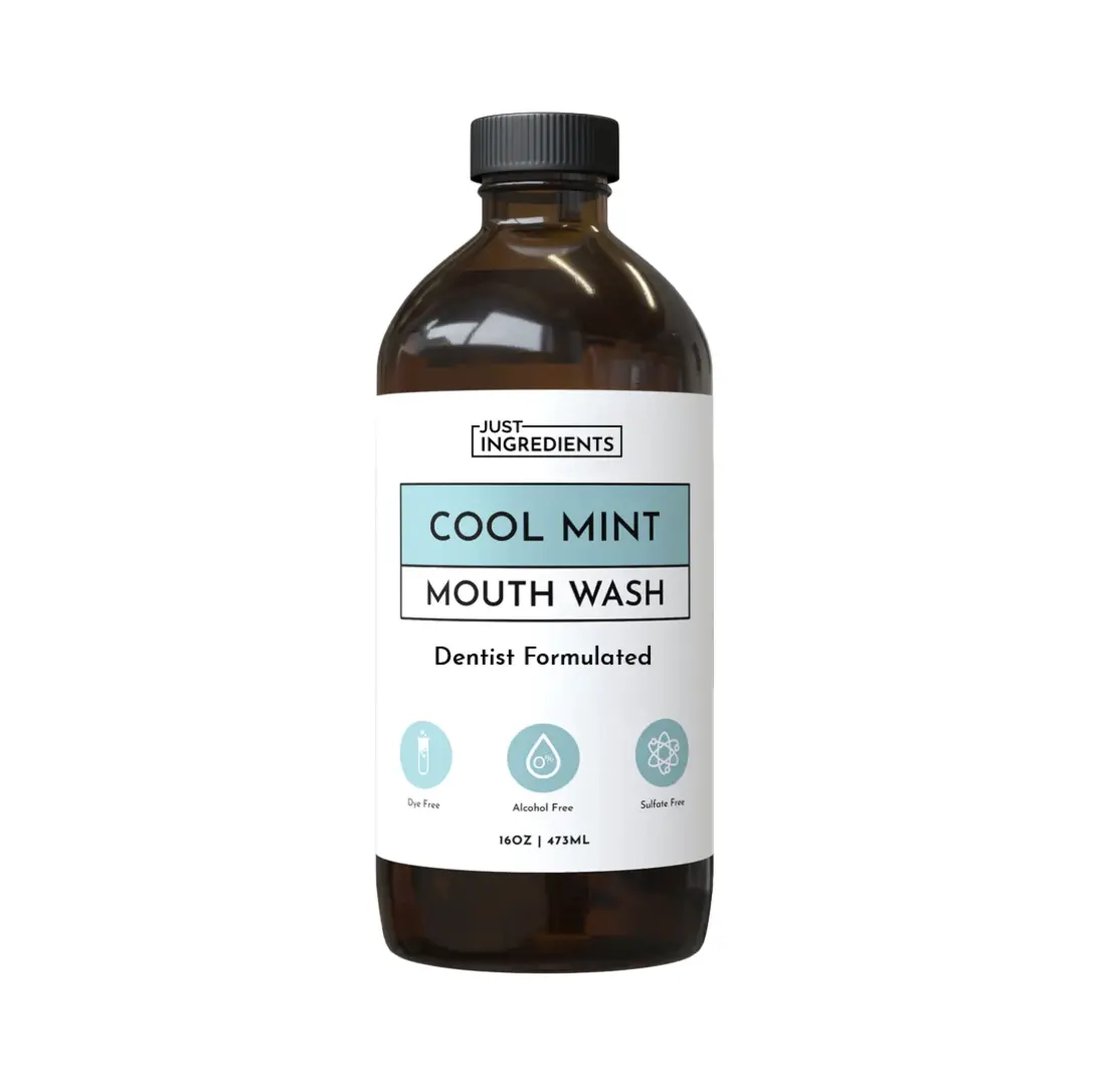 Just Ingredients Cool Mint Remineralizing Mouth Wash | Hydroxyapatite & Colloidal Silver Formula | Alcohol-Free | Fluoride-Free Mouth Rinse, Oral Hygiene Essentials, Mouthwash, Peppermint