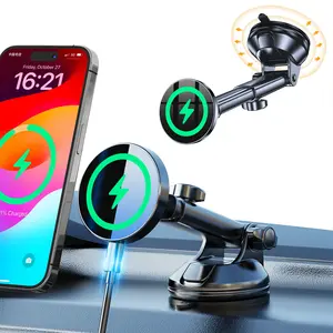 Coolpow Magnetic Car Phone Mount【Ultra Magnet】Magnetic Phone Holders for Your Car Charger【Windshield+Vent+Dash】Magnetic Wireless Car Phone Holder Mount Charger Car Accessories for iPhone 17/16/15