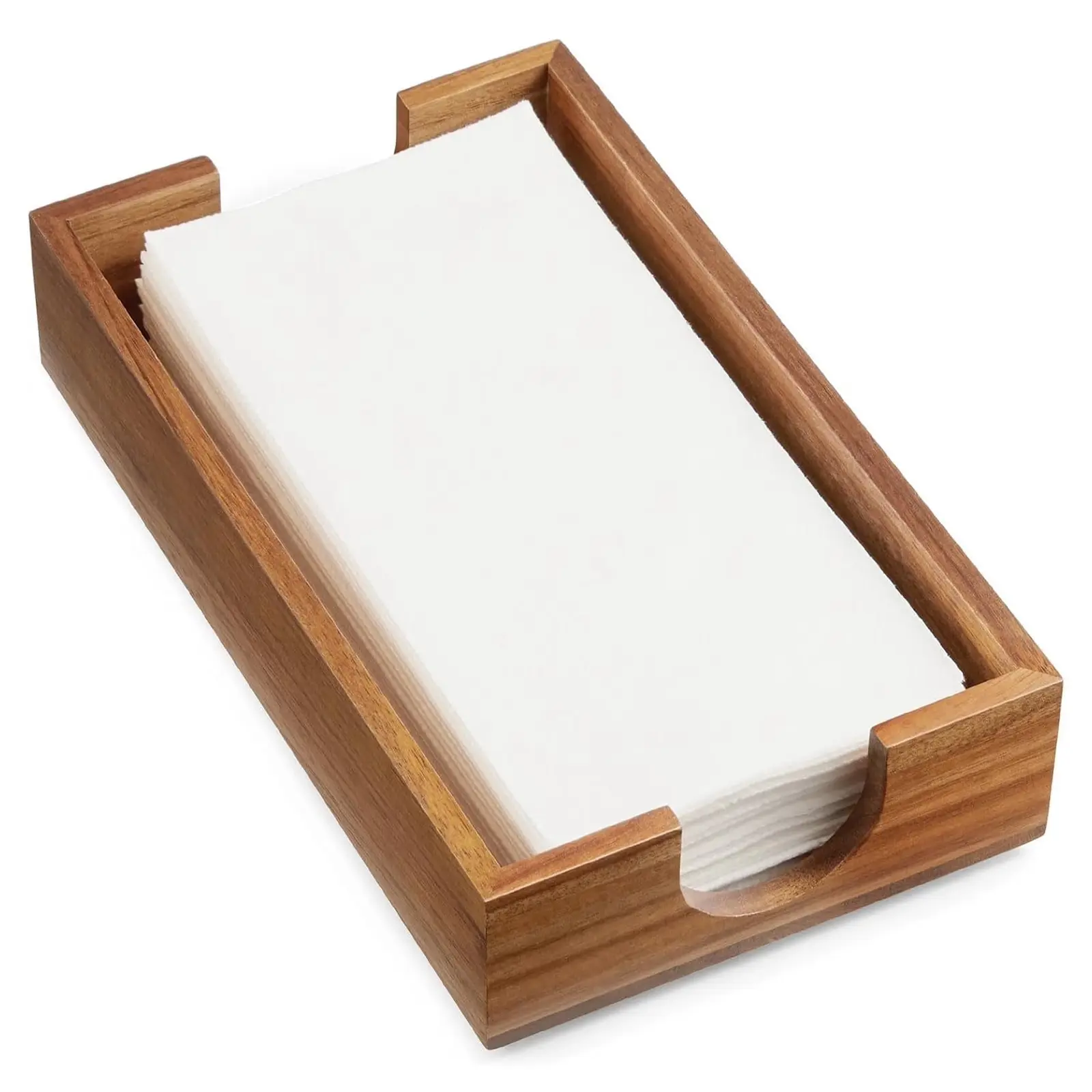 Napkin Holder for Bathroom, Wooden Guest Towel Holder Tray for Bathroom, Disposable Paper Hand Towel Holder