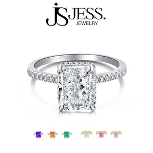 [#211] 8*10mm Ice Cut, Sugar Cube Cubic Zirconia Ring, Colorful Stones, 925 Sterling Silver Jewelry, Bridal Set