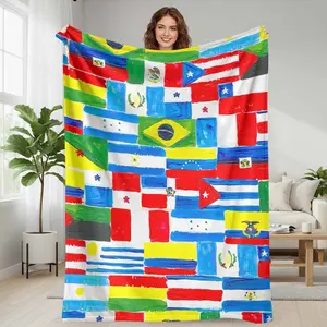 Latin American Flags Flannel Blanket  Colorful National Flag Pattern  Soft Cozy Lightweight Warm Decorative Throw  Perfect for Sofa Living Room Bedroom Travel Gift Home Decor