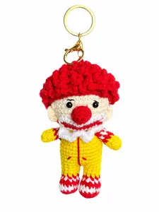 Cute Crochet Clown Keychain, Handmade Woven Backpack Charm, Unique Accessory for Bags, Perfect Gift Idea, Durable & Stylish Design