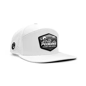 Pedigree Sportswear Men’s Waterproof Snapback Hat in White - Durable, Adjustable, Weather-Resistant Cap with 3D PVC Logo Patches, Ideal for All Outdoor Activities - One Size Fits All