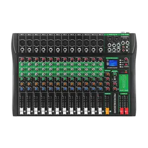Pro DJ Mixer 12 Channel Audio Mixing Console - smartphone Bluetooth USB Sound Board with 48V Phantom Power for Podcast Streaming Karaoke Studio Recording