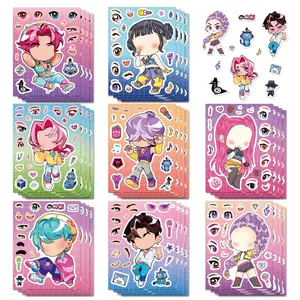 8 Sheets Kpop Hunter Puzzle Stickers DIY Handmade Crafts Waterproof Reusable Decals, Perfect for Kpop Fans & Craft Lovers