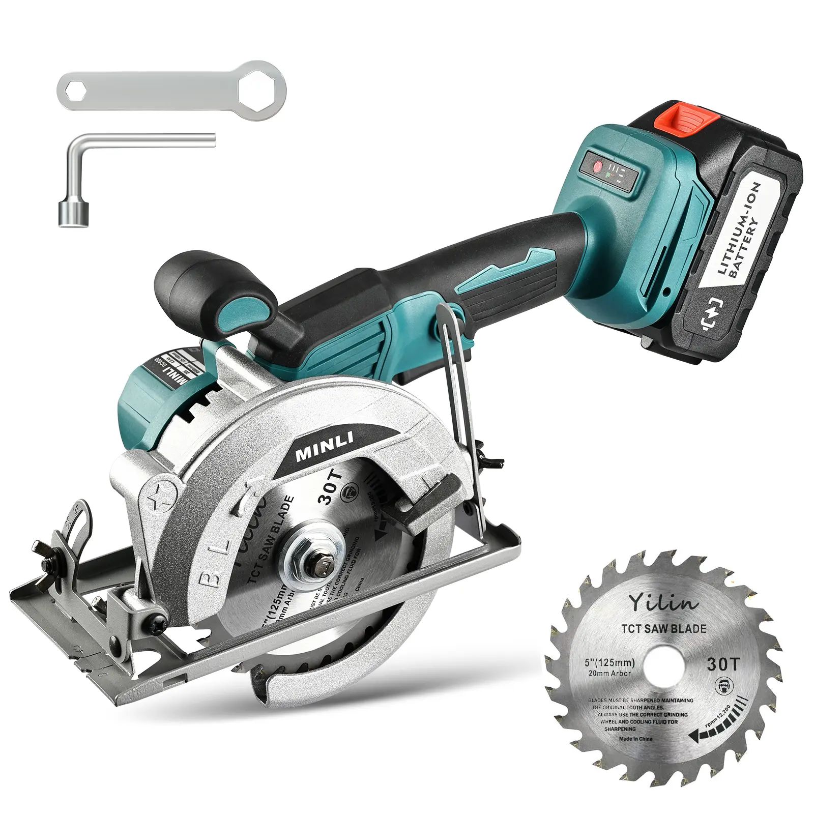 Portable Brushless Cordless Circular Saw - 4000mAh Battery Powered, 6500 RPM, 20mm Arbor, 5-1/2 & 5-3/8 In Blades, 20mm Arbor, for Wood & Tile Cutting Compact Power Tool