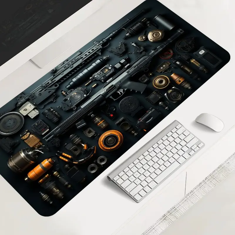 Firearms Tactical Military Gaming Mousepad, Non slip mousepad, aesthetic desktop protection pad, anti-slip rubber lock edge HD printing, for computers, laptops, offices, gift for family and friends, Made for Gaming, Desktop Accessory, Desk Accessories