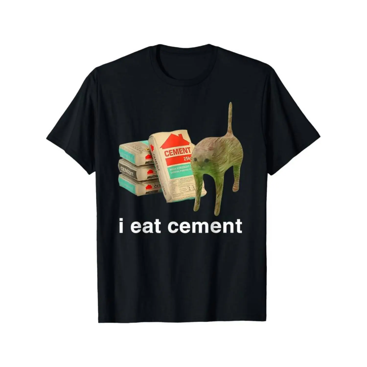 [100% Cotton] I Eat Cement Cursed Cat Funny Oddly Specific Dank Meme T-Shirt180g