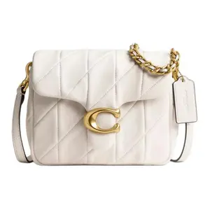 COACH Times Square Tabby Crossbody Shoulder Bag for Women, Small Size, Chalk White Leather with Logo Zip Closure