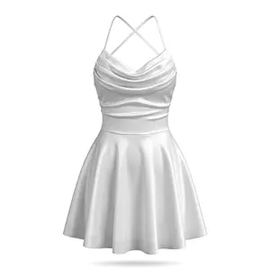 French Style Sexy Slim-Fitting Ruched Dress, Plain Color Backless Party Gown, Perfect for Graduation Season, Women's Elegant Clothing