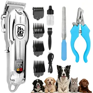 LQT Cordless Pet Clippers – Low-Noise Rechargeable Dog Grooming Kit, Detachable Combs & Stainless Steel Blades for Curly/Short/Thick Fur, Professional Quiet Shaver for Dogs, Cats & Small Animals, Salon Use