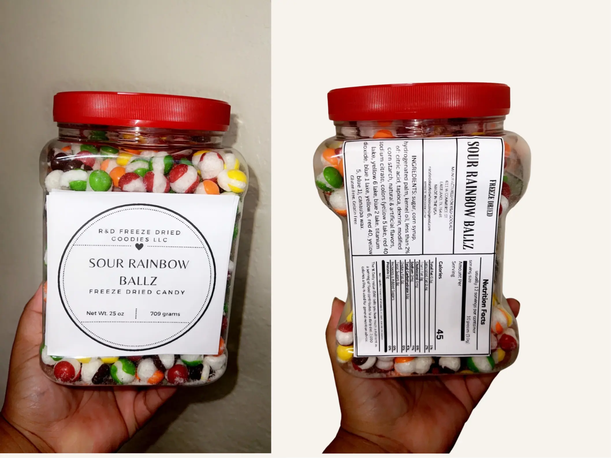 FREEZE DRIED SOUR RAINBOW BALLZ TUB Candy Sugar Snack