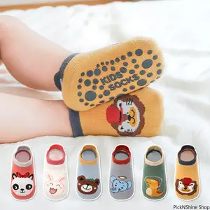 6 Pairs Kids Cotton Socks Cute Cartoon Animal Pattern Breathable Non-Slip Floor Socks Soft Comfortable Baby Socks for Toddlers Boys Girls