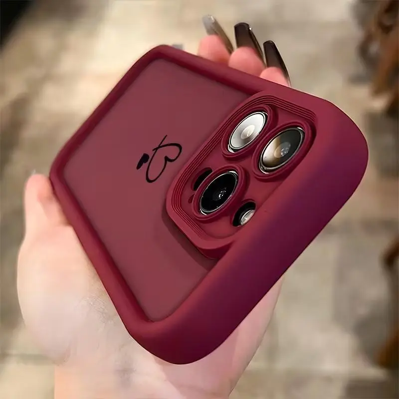 Minimalist Red Heart Pattern Phone Case for iPhone 17 16 Pro Max 15 14 13 12 11 XS X XR 7 8 Plus SE 2022 17Air 16E Soft Cover