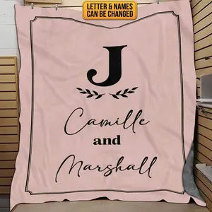 CubeBik Custom Blanket with Name, Personalized Monogram Name Fleece Blankets - Couple Name Throw Blanket