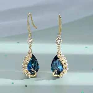Female elegant peacock dangle earrings jewelry van cleef dangling earrings birthday earring traditional jewellery earplug