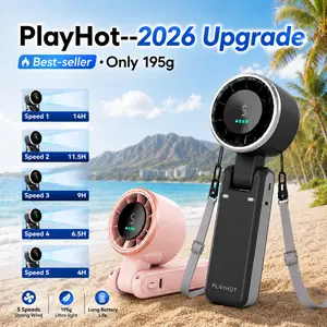 PLAYHOT Portable Turbo Fan 5-Speed Settings 4000mAh Battery 10-Hour Operation 3-in-1 Rechargeable Handheld Fan for On-the-Go Cooling Travelling Working summervibes