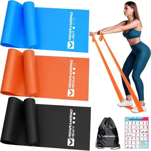 Resistance Bands for Working Out, Exercise Bands for Physical Therapy, Stretch, Recovery, Pilates, Rehab, Strength Training and Yoga Starter Set RENRANRING