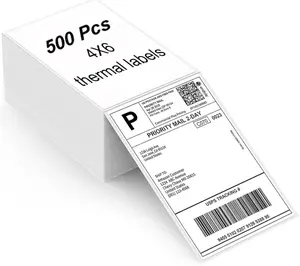 4x6 Direct Thermal Labels 500 Per Stack High-Quality Perforated Fanfold Shipping Labels Compatible with Zebra MUNBYN Rollo Permanent Adhesive for UPS USPS FedEx DHL eBay PayPal