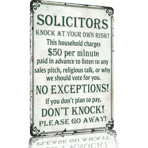 12x8" Aluminum "Knock At Your Own Risk" Tin Sign | Funny Vintage Metal Poster for Porch & Front Door