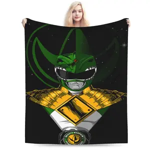 Power Ranger themed printed flannel blanket, creative and inspired design, soft and comfortable, suitable for living room, sofa and travel