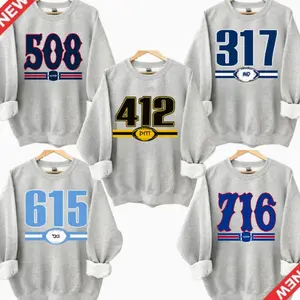 Vintage Area Code Football All Team Sport Grey Crewneck Sweatshirt, Retro 90s Graphic Style All Teams Football Shirt, Gift Fan Sport Menswear, Custom Team  JL