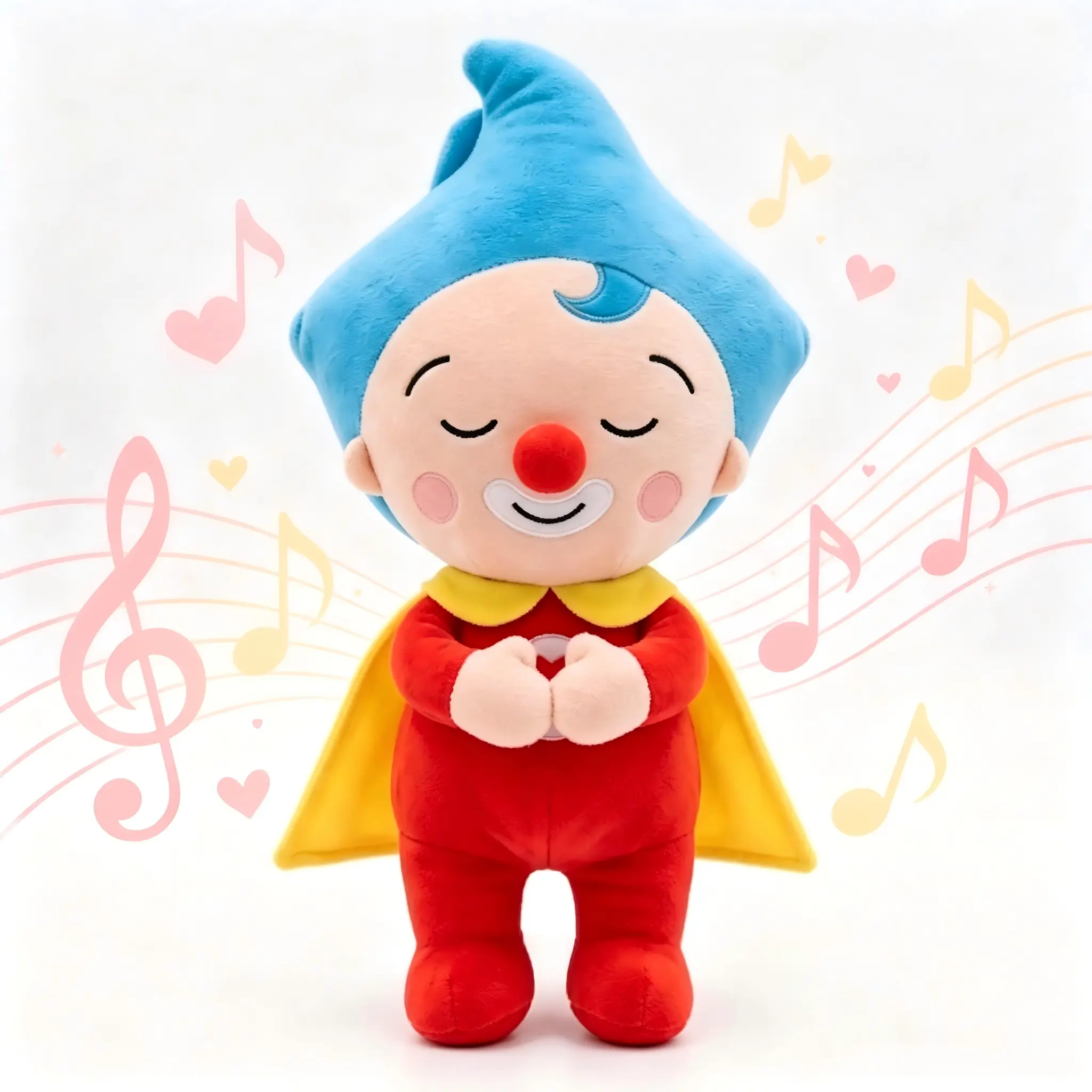40-centimeter plush toy, 15.7-inch glowing music plush doll with a glowing abdomen, a cute clown children's bedtime companion for bedroom decoration, sofa throw pillow companion, birthday gift, Christmas gift, Halloween gift