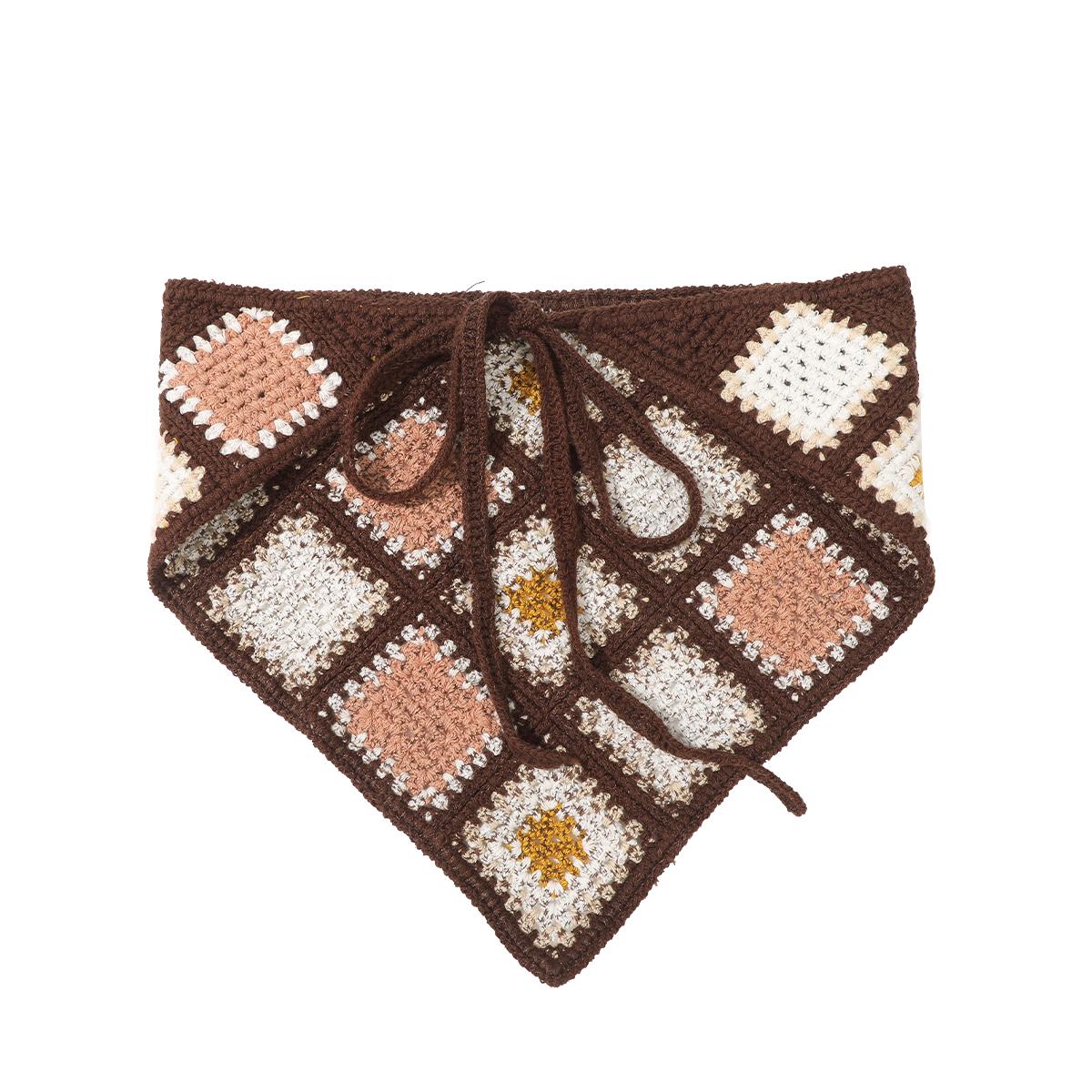 2Pcs Crochet Bandana Head Kerchief Hair Scarf Knitted Hair Scarves Tie Flowers Headwrap Headband Gift for Women and Girl