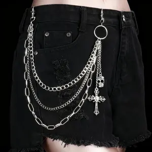 1 Gothic Skull Cross Multi-Layer Trouser Chain Belt Dark Style Party And Daily Fashion Unlimited Style for Men And Women