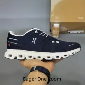 Navy white lightweight cloud mesh running sneakers with segmented foam cushioned midsole, anti-slip rubber outsole for men women daily jogging gym commuting casual sports wear