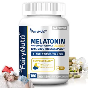Melatonin 9mg Natural Non-Groggy Formula 100% Drug Free Sleep Aid 8 Hour Restful Sleep Cycle 180 Tablets Dietary Supplement
