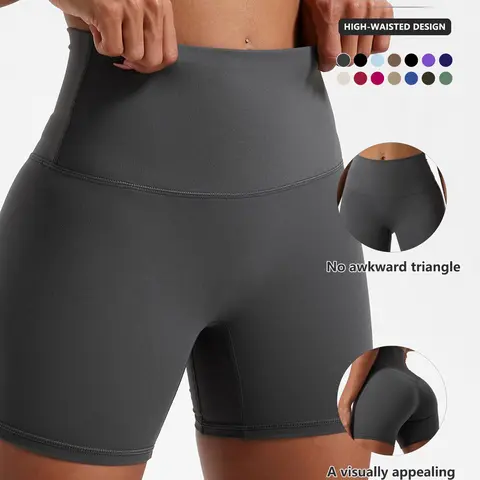 Women's High-Waisted Yoga Shorts, Sporty Slim-Fit Workout Pants, Stretchy Nylon Spandex, Soft Fabric, All-Season Wear, Size Run Small  Please Note, Workout Clothes Women, Fitness Shorts, Yoga Workout Activewear, Gym Shorts Women