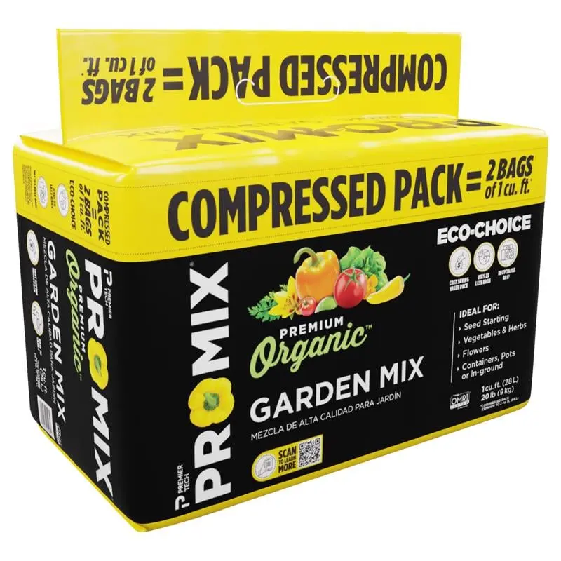 212 MAIN Pro-Mix 7039635 Organic Plant Soil (2 CFM Compressed Recyclable Bag) - Eco-Friendly Coconut Fiber & Peat Moss Mix, Ready-to-Use Moisture-Hold Substrate for Home Improvement Garden Supplies