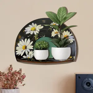 1pc Wooden Vinyl Record Wall Decor, Daisy Flower Album Posters Wall Storage Rack, Vintage Record Decor for Bedroom Dorm, Flower Lover Gift, Vinyl Decor Home Art Display Decoration