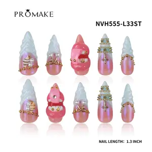 Promake New Trends- New Design- 100% Hand Made Nails- Press On Nails- Luxurious Nails- 10 PCS with Glue, Perfect for DIY Nail Art and Gifts-size -XS-XL