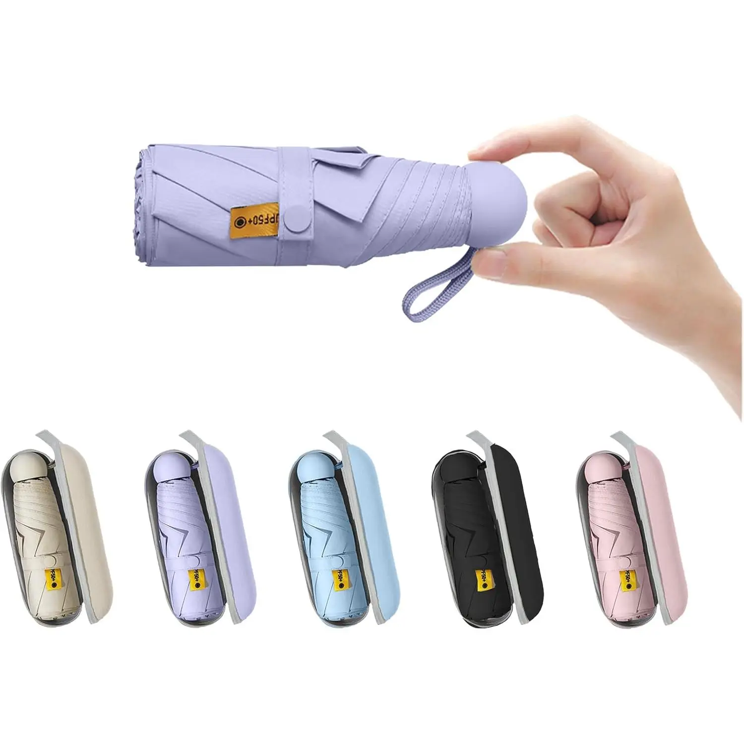 BAODINI Travel Mini Umbrella for Purse With Case Small Compact UV Sun Protection Sun Lightweight Tiny Pocket Umbrella for Women Kids and Men