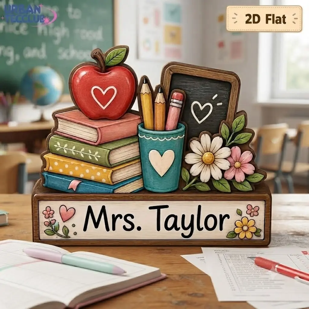 Custom Teacher Wooden Block Name Plaque, first day of school sign, personalized teacher gifts, School Decor Gift for Teacher Desk sign, teacher stuff, Decor Gift for Classroom