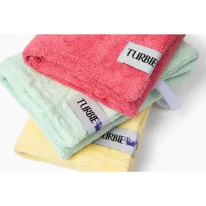 100% Cotton Turbie Twist Hair Towel - Quick-Drying Water Absorbent Cotton Towel Solid Color Hair Towel Soft Cotton Bath Towels Smooth Lightweight