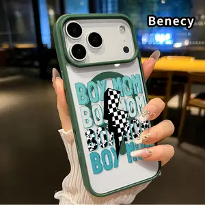 Magnetic Phone Case for iPhone 17 Pro Max 16 Plus 15 14 13 12 11 Air E Boy Mom Vibe Pattern Non-Yellowing Shockproof Soft Silicone Transparent Acrylic Cover Supports Wireless Charging.