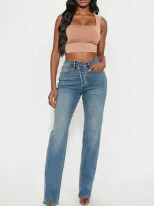 Tall In Sync Stretch Crossover Straight Leg Jeans - Dark Wash