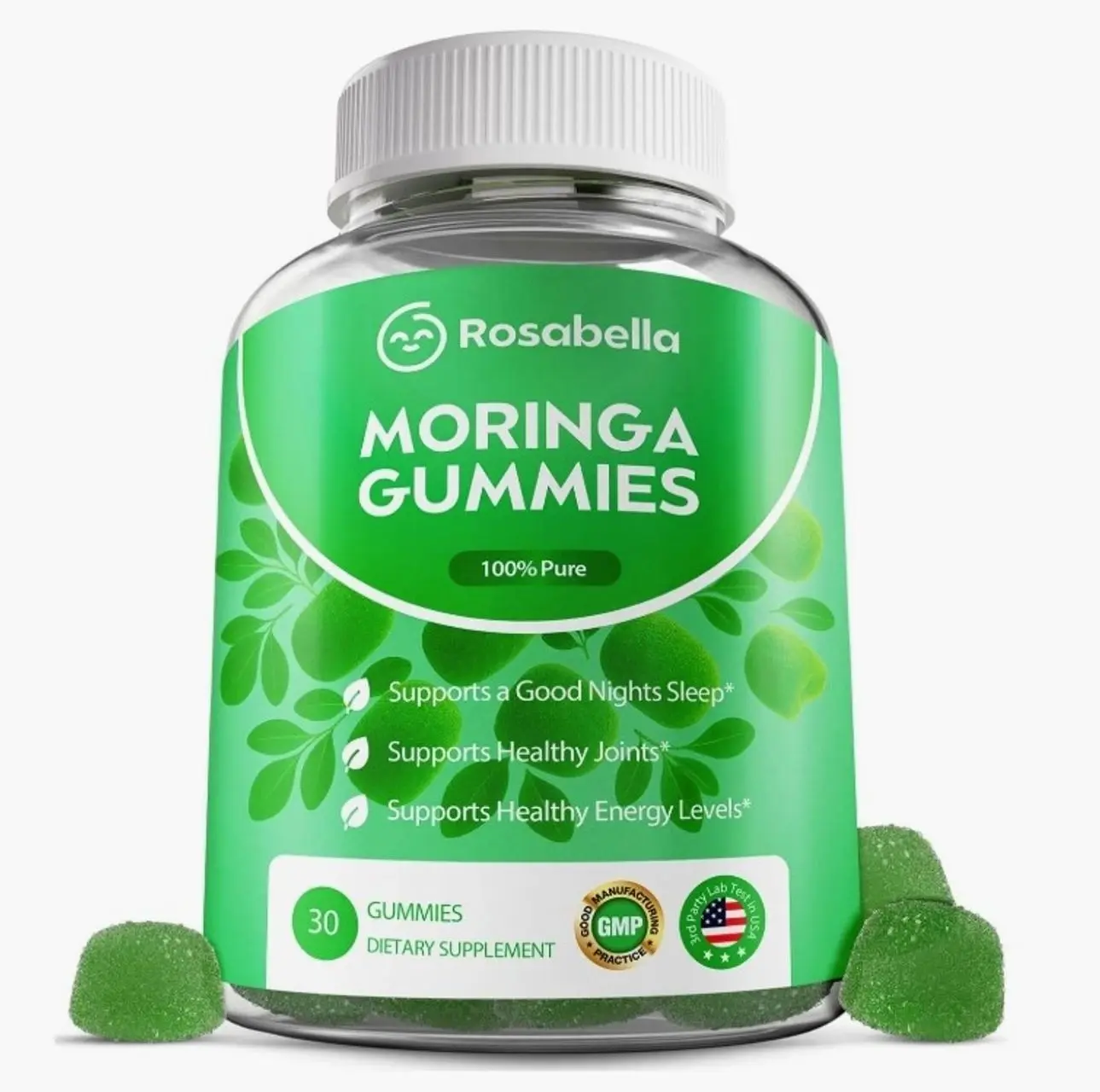Moringa Gummies – Moringa Leaf Extract 1000mg Equivalent Per Serving – Natural Energy & Balance – Non-GMO, Gluten-Free Superfood Gummies for Women & Men – 30 Count