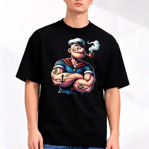 Men's Heavyweight Pirate Graphic T-Shirt - Oversized Loose Fit Round Neck Short Sleeve, Bold Nautical Design with Pirate Ship & Treasure Chest Print, Breathable All-Season Casual & Themed Party Wear Tshirt Round Neck
