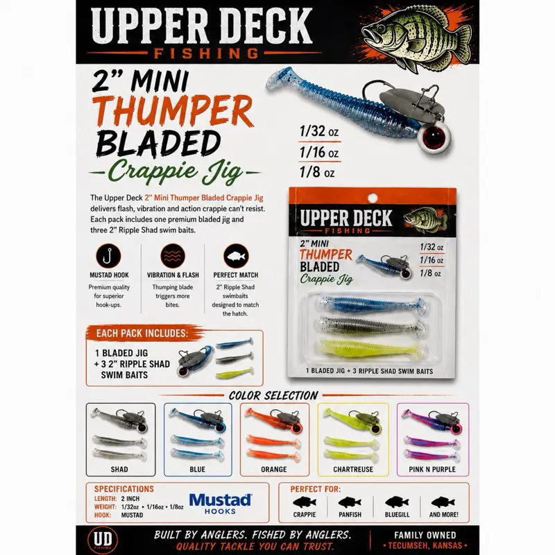 2” Mini “THUMPER” Blade Bait Series With 3 Ripple Shad Swim Baits