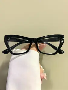 Cat Eye Fashion Glasses Unisex, Casual Style PC Frame Eyewear for All Seasons, Trendy Minimalist Eyeglasses