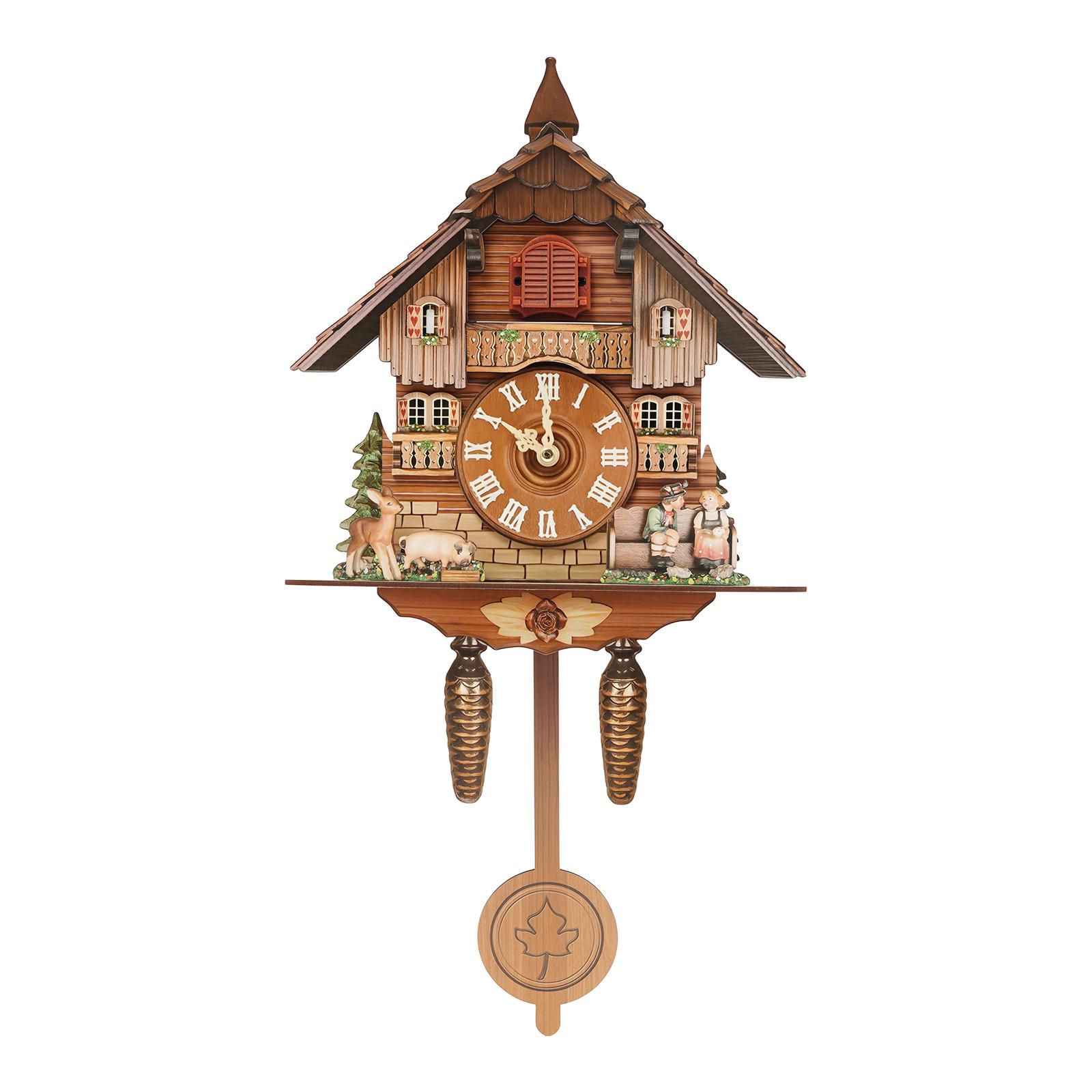 Vintage Cuckoo Wall Clock with Bird Chime, Nordic Decor Wooden Wall Clock, Hanging Wall Clock Decoration 25*10*50cm